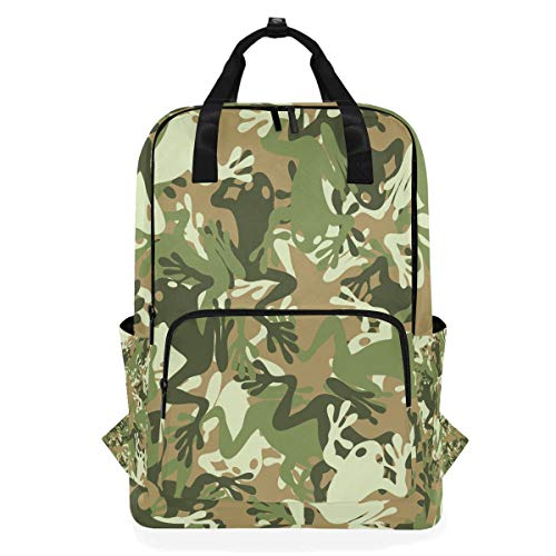 FANTAZIO Rucksack Frosch Camouflage Casual Daypack von FANTAZIO