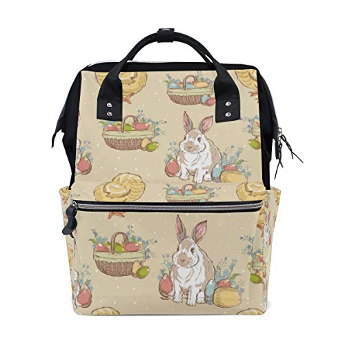 FANTAZIO Rucksäcke Ostern Vintage Eier Kaninchen Küken Schultasche Segeltuch Daypack von FANTAZIO