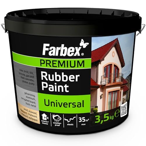 FARBEX Universale Premium Gummi Farbe - Flussiggummi, Innenwandfarbe für alle Oberflachen, Schnelltrocknende Wandfarbe, elastische Versiegelung zum Schutz vor Feuchtigkeit,Witterung-3 kg - Braun von FARBEX