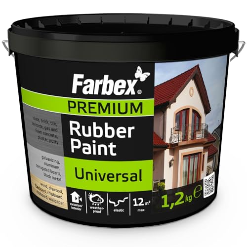 FARBEX Universale Premium Gummi Farbe - Flussiggummi fr alle Oberflachen - Schnelltrocknende elastische Versiegelung zum Schutz vor Feuchtigkeit, Witterung, Rissen, Abnutzung - 1,2 kg - Rotbraun von FARBEX