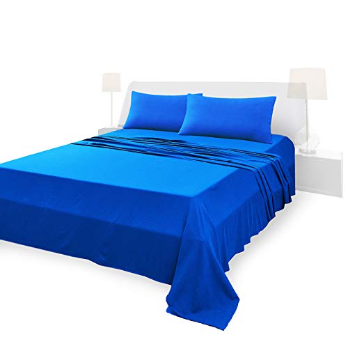 FARFALLAROSSA Bettwäsche-Set für Einzelbett aus 100 % Baumwolle, Spannbettlaken für Einzelbett 180 x 200 cm, Oberlaken 250 x 280 cm, 2 Kissenbezug 50 x 80 cm - Königsblau von FARFALLAROSSA