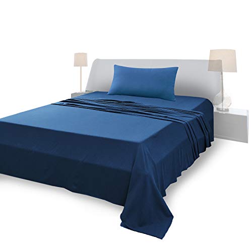 FARFALLAROSSA Bettwäsche-Set für Einzelbett aus 100 % Baumwolle, Spannbettlaken für Einzelbett 90 x 200 cm, Oberlaken 160 x 280 cm, 1 Kissenbezug 50 x 80 cm - Marineblau von FARFALLAROSSA