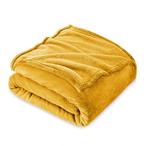 FARFALLAROSSA Kuscheldecke Flauschig 130 x 160 cm - Klein Fleecedecke Sofa Decken Couchdecke Oeko-TEX® Zertifiziert - Super Weiche Fleecedecke als Sofaüberwurf - Wohndecke Gold von FARFALLAROSSA
