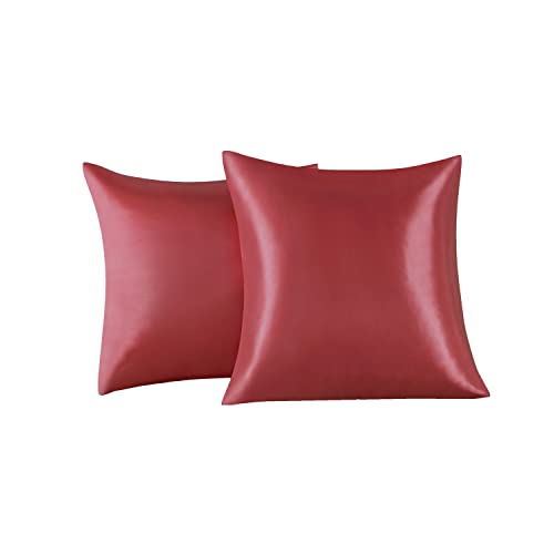 Satin Kissenbezug 65 x 65 cm 2 Stück- 100% Satin, Superweicher Kopfkissenbezug, Kissenhülle Rot von FARFALLAROSSA