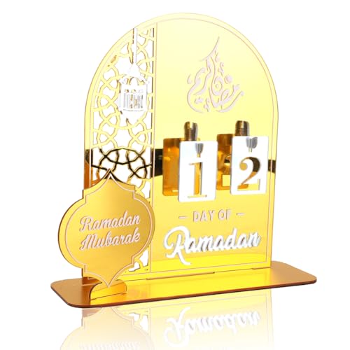 Ramadan Adventskalender,Ramadan Kalender 2024,Ramadan Deko,Eid Mubarak Acrylkalender Countdown,Countdown-Kalender Ornament,Kalender Für Muslimische Ramadan-Party Heimdekoration(Gold)… von FARYODI