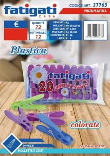FATIGATI SRL 27763 Wäscheklammern aus Kunststoff, Farbe: 20 Stück, Siehe Foto, Come von FATIGATI SRL