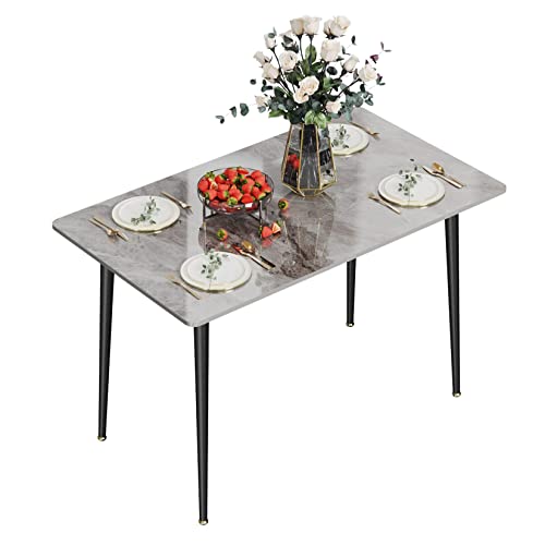 FATIVO Esszimmertisch Marmor Esstisch Küchentisch: Skandinavisch Esstisch 120×70×76CM mit Metall Tischbeine für Esszimmer Grau von FATIVO