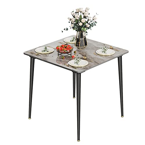 FATIVO Esstisch Tisch Grau Küchentisch, 80×80cm Skandinavisch Esszimmertisch mit Metall Tischbeine - Esszimmertisch für Esszimmer Küchen von FATIVO