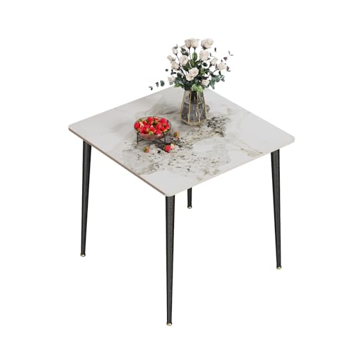 FATIVO Esstisch Tisch Weiß Küchentisch, 80×80cm Skandinavisch Esszimmertisch mit Metall Tischbeine - Esszimmertisch für Esszimmer Küchen Smaragdweiß von FATIVO