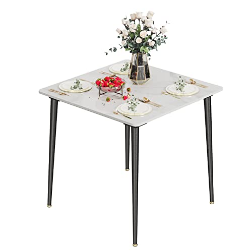 FATIVO Esstisch Tisch Weiß Küchentisch, 80×80cm Skandinavisch Esszimmertisch mit Metall Tischbeine - Esszimmertisch für Esszimmer Küchen von FATIVO