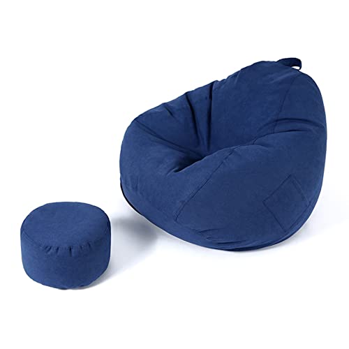 FBKPHSS Sitzsackbezug ohne Füllung, Lazy Lounger Bean Bag Chair Cover mit Fußrastenabdeckung Bean Bag Chair Couch Cover für Aufbewahrungsspielzeug,Royal Blue,100 * 110cm von FBKPHSS