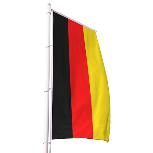 FBS Premium Deutschland Hissflagge mit Hohlsaum für Ausleger - Wetterfeste Flagge mit Hohlsaum - Strapazierfähige Deutschland Fahne aus Spun-Polyester 155g/m von FBS