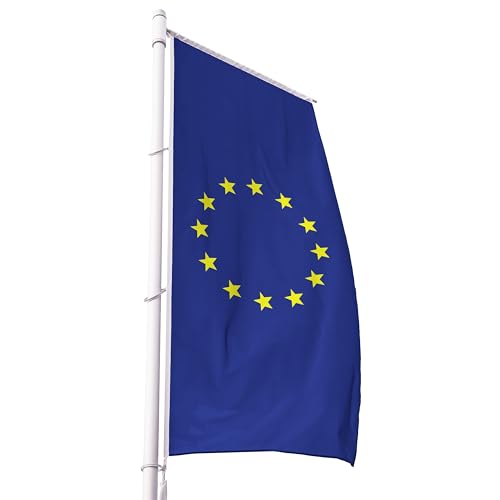 FBS Premium Europa Hissflagge mit Hohlsaum für Ausleger - Wetterfeste Flagge mit Hohlsaum - Europa Fahne - Strapazierfähige EU Fahne aus Spun-Polyester 155g/m von FBS