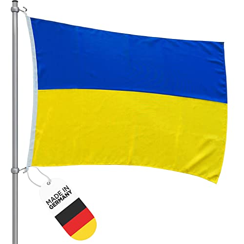 FBS Premium Ukraine Flagge - Wetterfeste Flagge Ukraine 150x100cm - Strapazierfähige Fahnen und Flaggen aus aller Welt - Ukrainische Flagge aus Spun-Polyester 155g/m - Schiffsflaggentuch von FBS