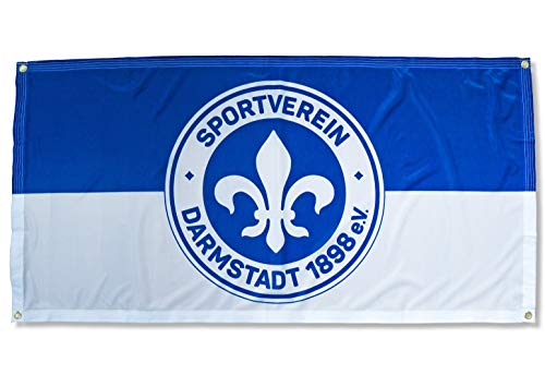 Sportverein SV Darmstadt 98 Fahne - Zaunfahne Flagge mit Ösen - Die Lilien vom Böllenfallentor - 140x70cm - Original Lizenzprodukt von FBS