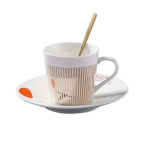 FBSHOP(TM) Marabu Spiegel-Tasse und Untertasse, kreative Luxus-Kunst, umgekehrtes Bild, Tasse mit goldenem Inlay, Porzellan, Teetasse für Cappuccino, Milch, Espresso, Tee, Kaffee, hübsches Geschenk von FBSHOP(TM)