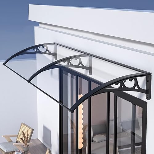 Sonnenschutz für die Haustür im Freien, transparente Polycarbonat-Abdeckung, Fenster-Regenschutzabdeckung, Fenster-Markisentür-Überdachung, Veranda-Markisenschutz mit schwarzer Halterung (120 x 310 cm von FCYNNV
