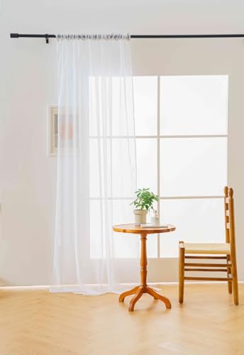 FEBE Gardinen mit Kräuselband 500x250 cm Voile Vorhänge Weiß Transparent Wohnzimmer Luftig Dekoschal für Schlafzimmer von FEBE