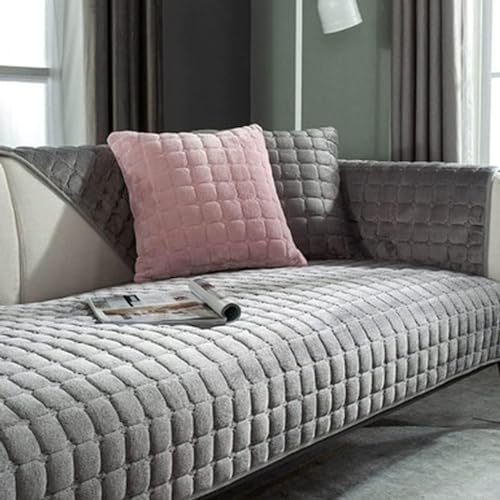 FEEGAR Sofabezug 1 2 3 4 Sitzer, Dicker Plüsch Sofa Sitzkissen, Sofaschoner Sofadecke rutschfest, Sofadecken für Sitzfläche, Sofabezug, Couch überzug, Hund Katze überwurf Hundedecke,Gray 1,70x150cm von FEEGAR