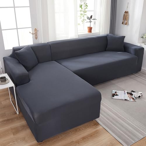 FEEGAR Sofabezug L U Form Eck Stretch Sofa/Couch überzug, Universal Couchbezug, Sofa überzug Für 1/2/3/4 Sitzer, Couch überzug Sofaschoner(L Form Ecksofa Erfordert Zwei),Gray 2,2 Seater von FEEGAR