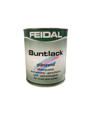 Feidal Alkydharzlack, Buntlack , auf Lösemittelbasis, für Innen und Außen, Schwarz / Tiefschwarz RAL 9005, glänzend, 0,75 L, Malerqualität von FEIDAL
