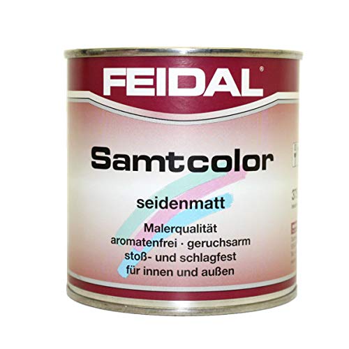 Feidal Alkydharzlack, Buntlack Samtcolor, auf Lösemittelbasis, für Innen und Außen, Cremeweiss RAL 9001, seidenmatt, 750 ml, Malerqualität von FEIDAL