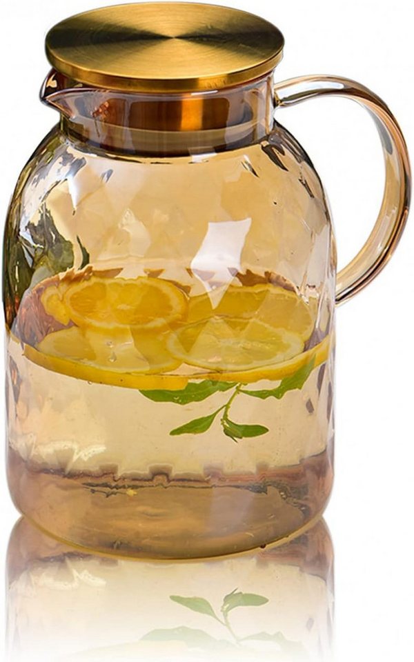 FELIXLEO Karaffe 1.8L Glaskaraffe Mit Deckel Teekanne Glas Alle Arten von Teegetränken, (1-tlg) von FELIXLEO