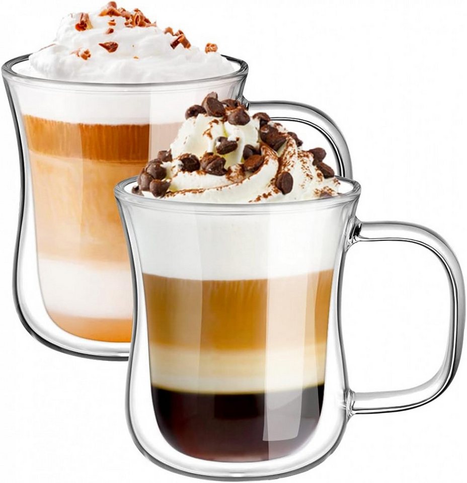 FELIXLEO Thermoglas Doppelwandige Latte Macchiato Kaffeetassen Glas 2 Stück 350ml von FELIXLEO