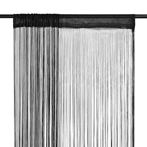 FENLAX Fadenvorhänge 2 STK. 140x250 cm Schwarz Fadenvorhänge für Türen Vorhang für Terrassentür Türvorhang Insektenschutz Raumteiler Schaufensterdekoration Vielseitigen Fadenvorhängen von FENLAX