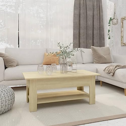 FENLAX Wohnzimmertisch aus Holzwerkstoff 102x55x42 cm Sonoma-Eiche Couchtisch Stubentisch Center Table Cauchsofa Tisch Modern Coffetable Wohnzimmer Tisch für Couch Beistelltisch von FENLAX