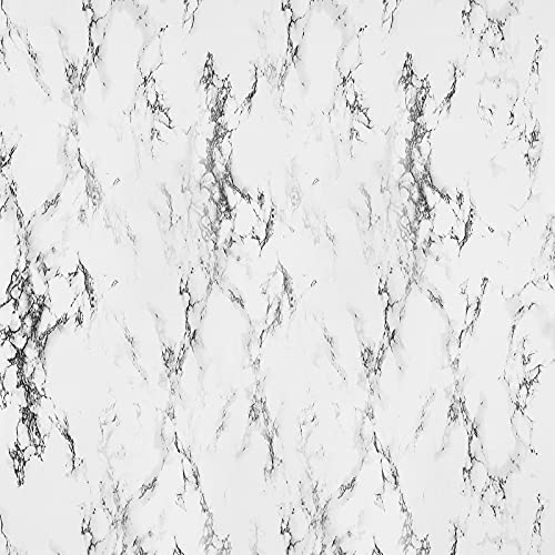 FENTIS Marmor Effekt Tapete Klebrig Rückseite Kunststoff Weiß und Grau Selbstklebend Glanzaufkleber Funkeln Kontaktpapier Vinyl Film Einfach zu Entfernen Rollen für die Küche Arbeitsplatte 40x300cm von FENTIS