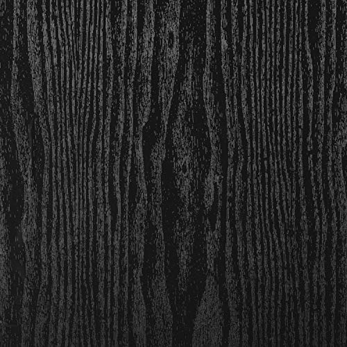 FENTIS Schwarze Tapete in Holzoptik Kontaktpapier Möbelaufkleber Selbstklebende Holzmaserung Abnehmbare Tapete Klebrige Rückseite Kunststoff-Vinylfolie für Küchentische Schränke Türen 44.5x1000cm von FENTIS