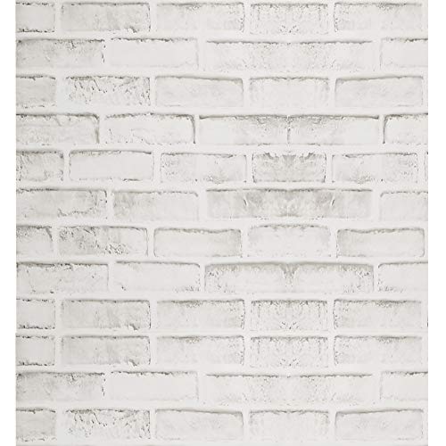 FENTIS Weiß Rustikal Grau Backstein Tapete Grau Selbstklebend Rustikal Kunststoff Vinyl Kontaktpapier Haus Dekoration Schälen und Kleben Back Splash Wand Panel Türaufkleber Dekor 44x500cm von FENTIS