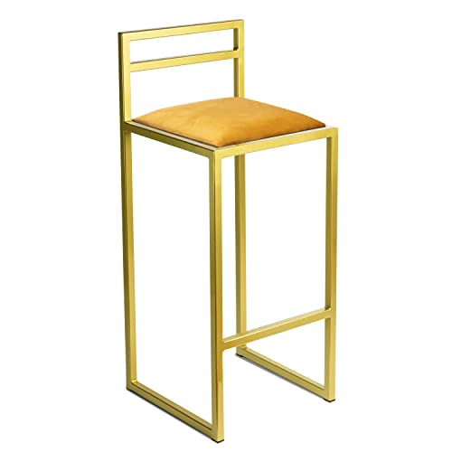 FERRO modern design Barhocker Gold mit Lehne 95 cm - Metall Barstuhl mit Gepolstertem Sitz - Loft Style von FERRO modern design