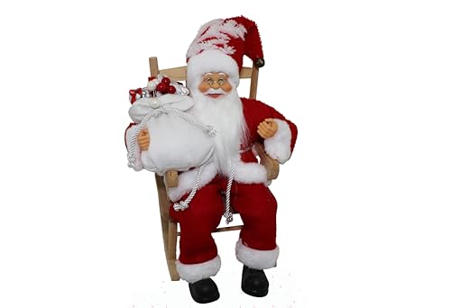FGF IMPORT EXPORT L.Red/White Weihnachtsmännchen auf Stuhl 30 cm, Siehe Foto, N/D von FGF IMPORT EXPORT