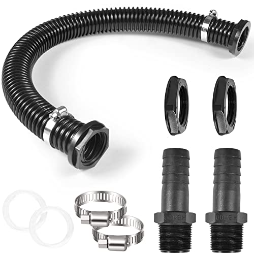 Rain Butt Connection Set,Regentonnen Verbindungsset,50cm Verbindungsschlauch und 2 Schlauchstutzen 25mm Mit Kontermutter, Regentonnenverbindung Für Regentonne, Wassertanks, Zisternen von FGen