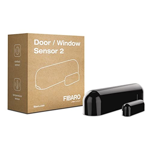 FIBARO Door Windows Sensor 2 / Z-Wave Plus Türfenster und Temperatursensor, Schwarz, FGDW-002-3 von FIBARO