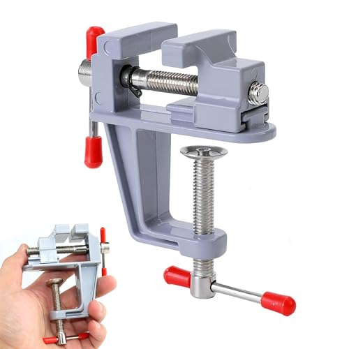 1 Pcs Bench Clamps, Universal Table Vice, Aluminium Alloy Vice, Small Vise, 360 Degree Rotation, Table Bench Vice, Mini Flat Clamp, Adjustable Workbench Clamps, für DIY Craft, Fixation (Silber) von FIBOUND