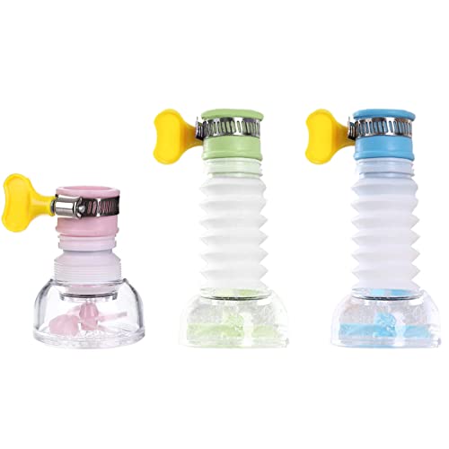 3 Stüke Anti Splash Wasserhahn Filter,360°Drehbar Wasserhahn,Water Saving Tap Nozzle,Drehbare Versenkbare Küchenarmaturdüse,für Küche Bad und Dusche Leitungswasser Sprühwasser (Rosa,Green,Blau) von FIBOUND