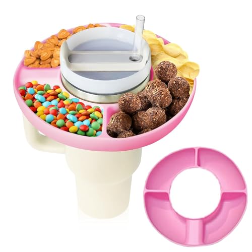 FIBOUND 1 Stück Snackschale Tassen, Snack-Getränkebecher, Silikon-Snack-Schüssel für Tasse, Tumbler Snack-Tablett, Snack-Tablett, 2-in-1-Becher, für Süßigkeiten-Tablett, Nüsse, Platte, Cracker von FIBOUND