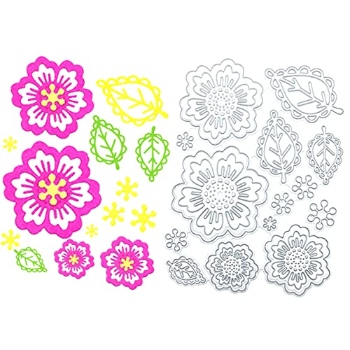 Stanzschablone Blumen,Set Metall Stanzformen Blüte, Silber Stanzschablon Prägeschablone,für DIY Cutting Dies Scrapbooking Album,Schneiden Schablonen Papier Karten Sammelalbum Verpackung Deko von FIBOUND