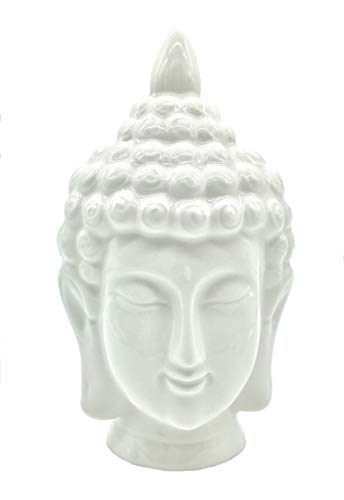 FICITI Weiße Keramik-Buddha-Kopf-Statue – Zen-Heimdekoration für Meditation und Entspannung – perfekt für Yoga-Studios, Spa-Räume und Wohnräume – 19,1 cm von FICITI