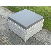 Gartenmöbel im Freien Großer Fußhocker Helles Grau Hocker Polyrattan Schemel - Fimous von FIMOUS