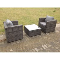 Rattan Gartenmöbel Stühle Quadratischer Couchtisch Set - Fimous von FIMOUS