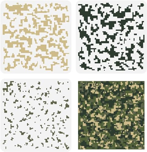 FINGERINSPIRE 3 Stück Camo Schablonen 30x30 cm Wiederverwendbare Malvorlagen Tarnmuster Schablonen Tigerstreifen Leoparden Vorlagen Quadratische Schablonen Große Schablonen Sets Für Stoff Holz Dekor von FINGERINSPIRE