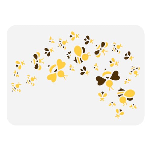 FINGERINSPIRE Bienen Malschablone 21x29.7 cm Wiederverwendbare Fliegende Hummel Muster Zeichnungsvorlage DIY Bienenschwarm Dekorationsschablone Zum Malen Auf Holz Wand Stoff Möbeln von FINGERINSPIRE