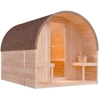 Fasssauna ScandiPod Premium Fasssauna 2 Sitzbänke aus Holz, Sauna mit 42 mm Wandstärke fsc zertifiziert, Außensauna mit Montagematerial von FINNTHERM