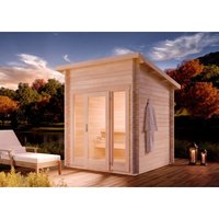 Saunahaus Lizzy xxs Gartensauna 2 Sitzbänke aus Holz, Sauna mit 40 mm Wandstärke, Außensauna - Naturbelassen - Finntherm von FINNTHERM