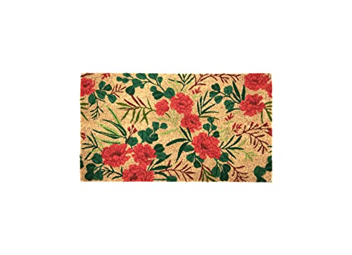 Fisura - Fußmatte außen "Blumen" aus Kokosfaser mit rutschfester PVC-Rückseite. Lustige welcome Fußmatte. Handbemalt. Größe: 70 cm x 40 cm. Farbe: natur, rot und grün. von FISURA