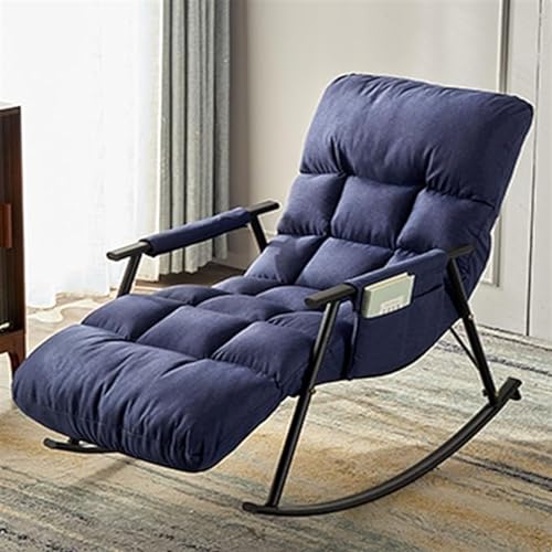 FIXARE Schaukelstuhl Relaxsessel Wohnzimmer-Schaukelstuhl Weicher Schlafsessel, Lesesessel for Schlafzimmer, Lounge, Wohnzimmer (Color : Cotton Linen-Dark Blue) von FIXARE